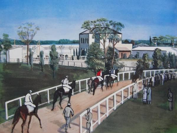 中西 利雄、優駿出場、新品額装付、画集画、状態良好