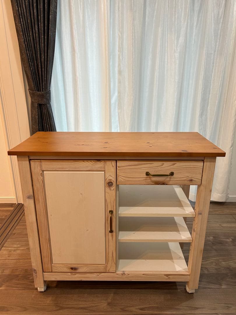 カウンター　ワゴン　ホワイト　シナモ