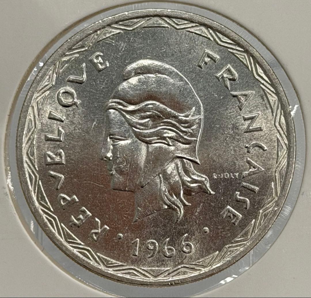 1966年ニューヘブリディーズ諸島大型100フラン銀貨 ハイグレード