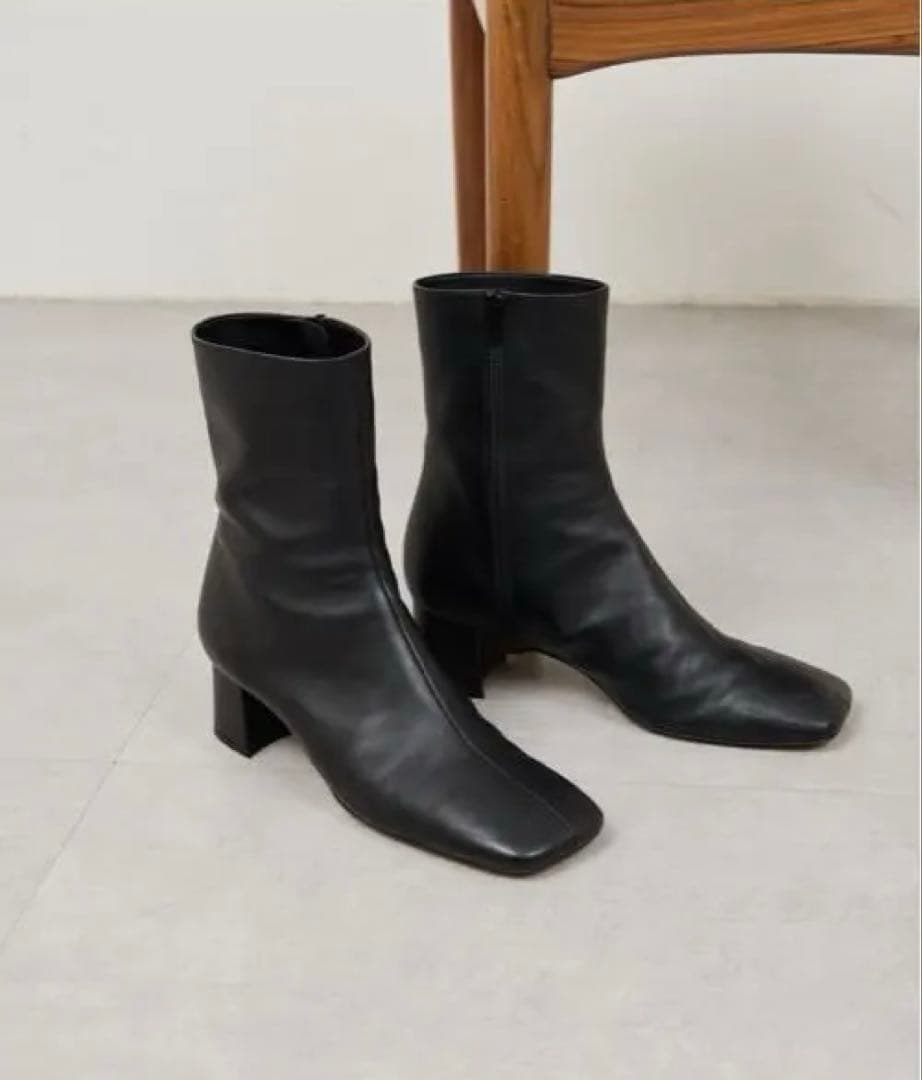 新品 【2.718】ガリャルダガランテ スクエアショートブーツ 37 ブラック GALLARDAGALANTE（ガリャルダガランテ） ブーツ 「2.718」スクエア