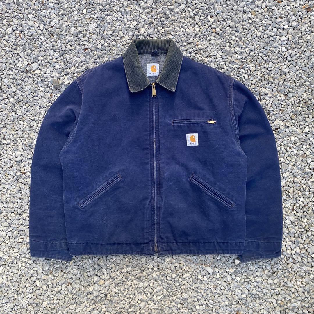 80sCarhartt カーハートデトロイトジャケットUSA製ブルーネイビー
