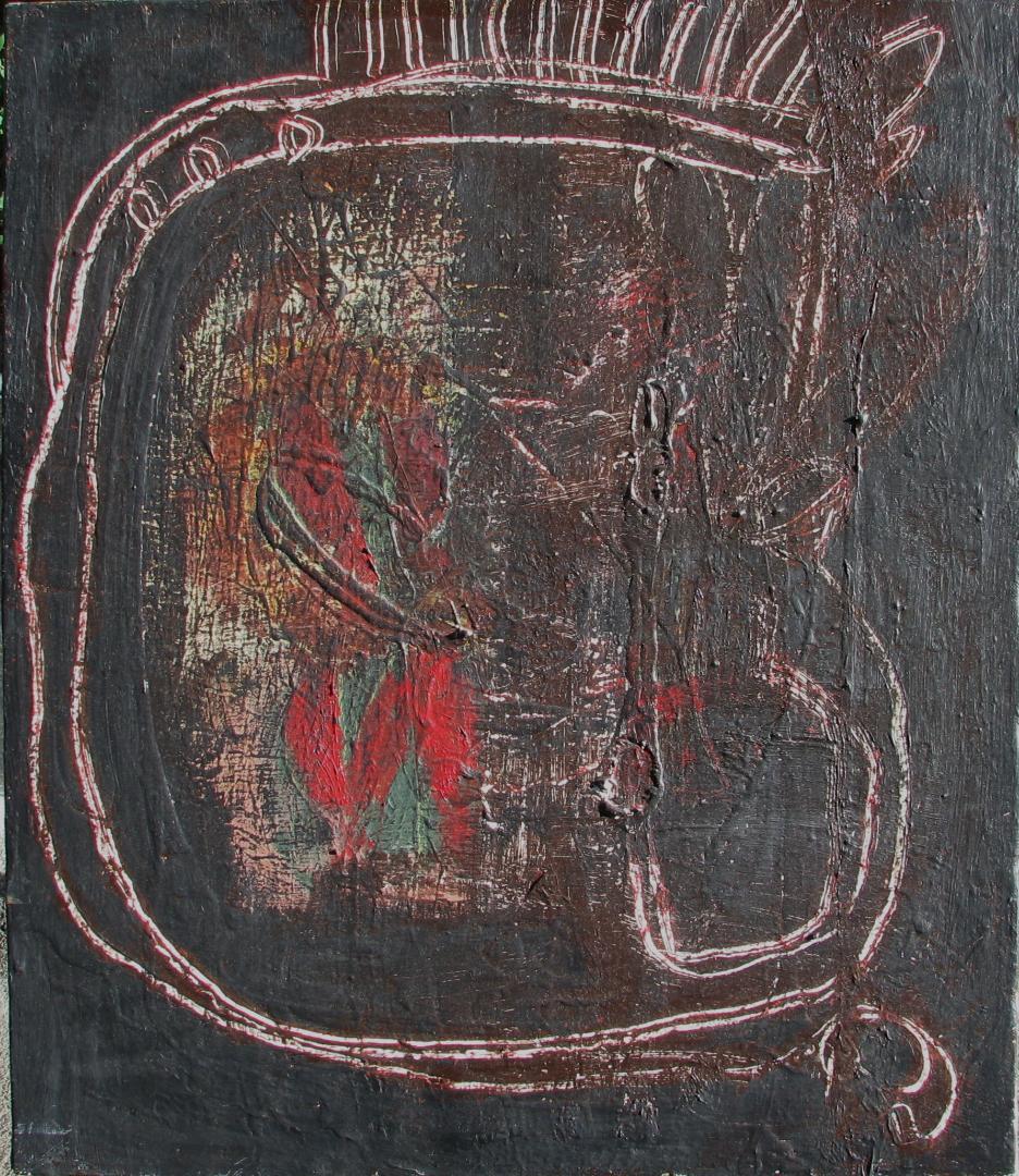 本日17時まで雪値下げ！前衛美術,西口典子「想」10号油彩,重厚深淵なマチエル