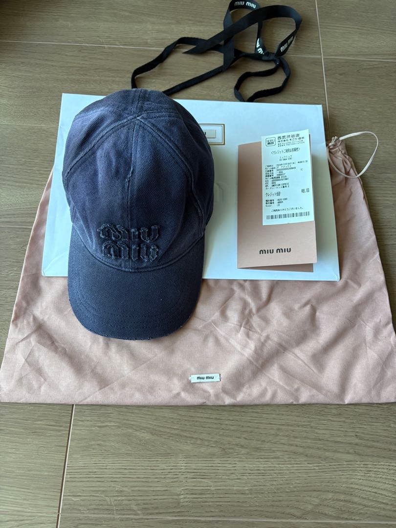 cota レア miu miu キャップ デニム ヴィンテージ加工 L