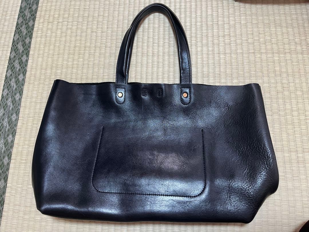 黒レザートートバッグ　SLOW×BEAMS