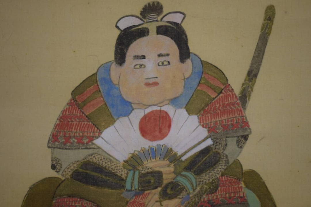 真作/妹尾雲石/岡山の人/桃太郎画賛/布袋屋掛軸HJ-354