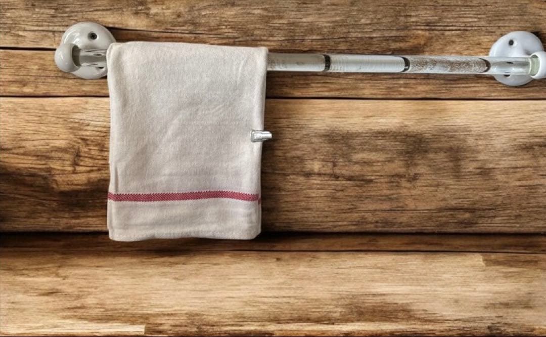 当時物　美品　レア　アンティーク　ガラス棒　タオル掛け　台座　白磁　NO1