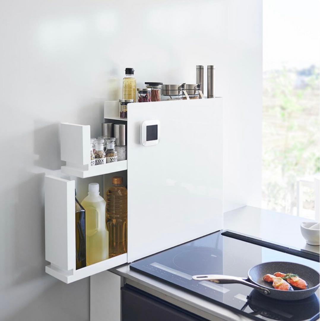 莉朱　tower 隠せる調味料ラック 2段 白 山崎実業【完成品・美品】