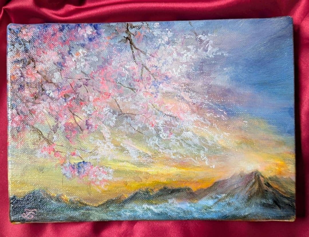 油絵　風景画【1点物】画家本人出品painterTMK真筆　SMキャンバス 風景画 油絵 桜風景画【1点物】 画家本人出品 ファインアート 一点もの