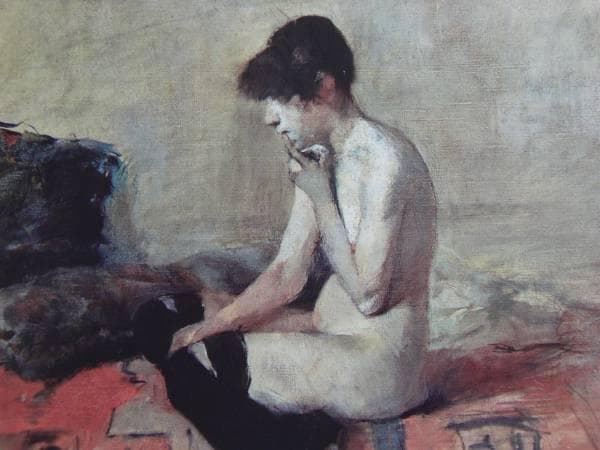 トゥールーズ＝ロートレック、【裸婦習作、長椅子にすわる女】、希少な額装用画集より