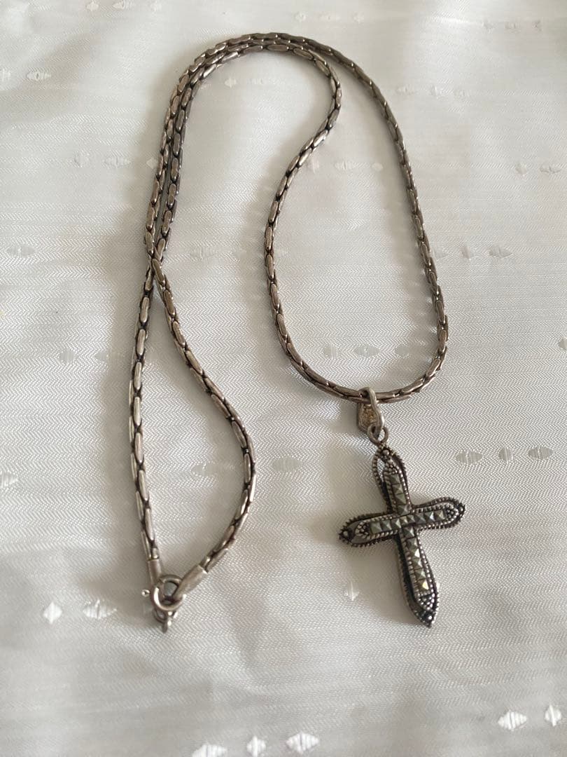 クロスモチーフ　SILVER 925 ビンテージ ネックレス　22g 刻印あり クロスネックレス シルバー925 【刻印無料】 十字架 クロス ネックレス