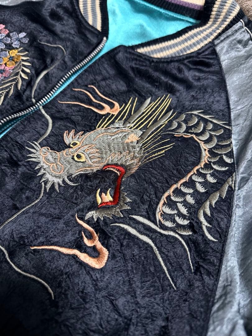 美品 2面用 TK 龍 桜 日本限定 スカジャン vintage レーヨン - メルカリ