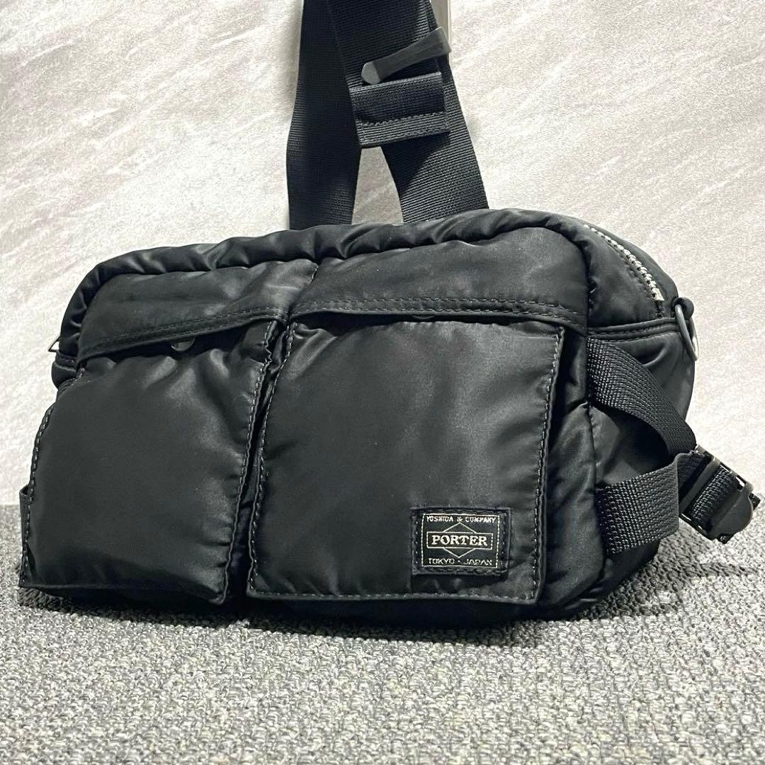 極美品✨ PORTER タンカー ボディバッグウエストバック 黒 ヒップバッグ