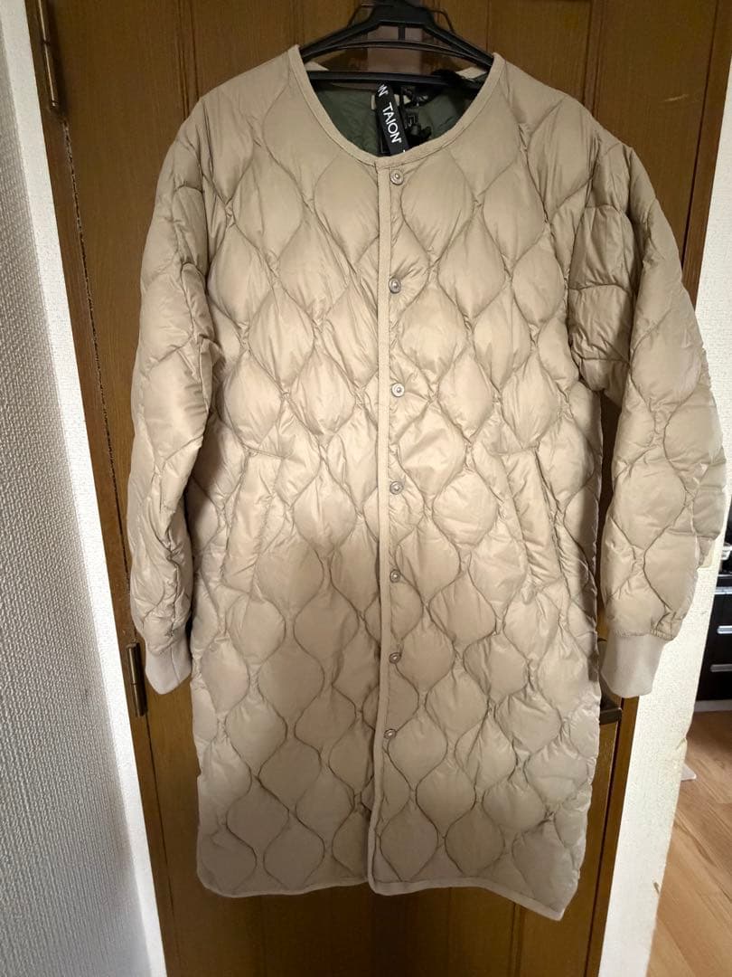 TAION ミリタリーオーバーサイズロングダウンジャケット Gベージュ/Lサイズ