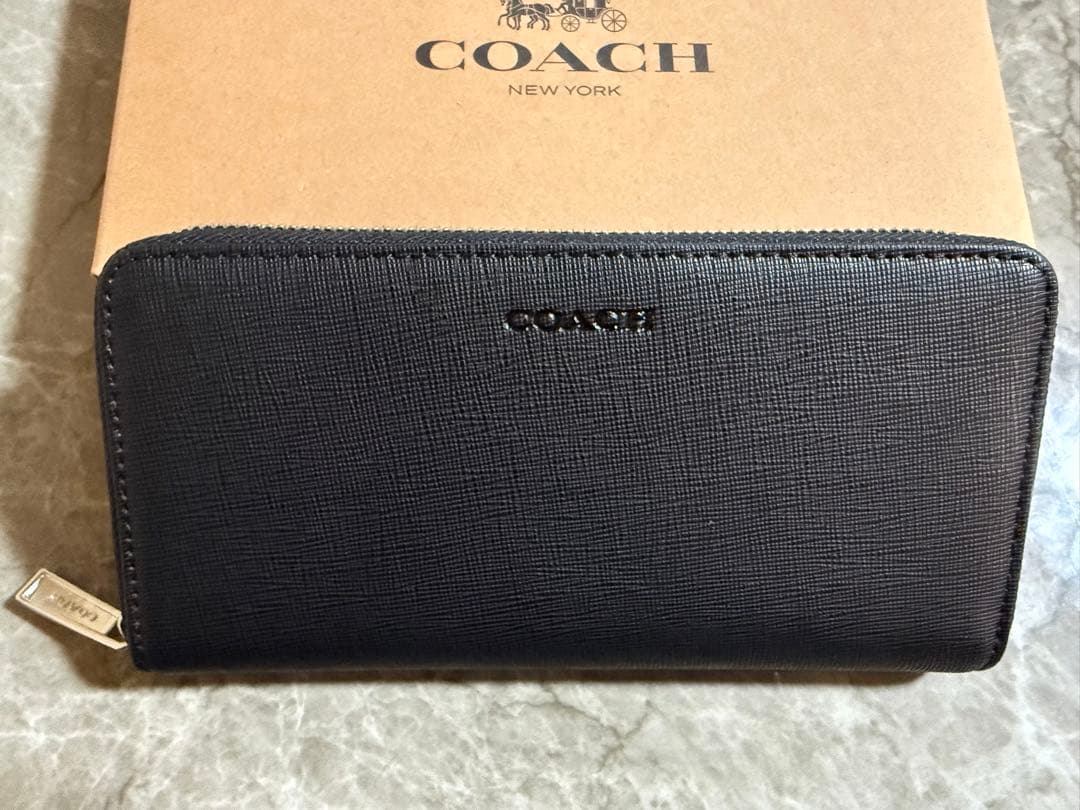COACH ブラック 長財布 コーチ 長財布 財布 メンズ アコーディオン シグネチャー