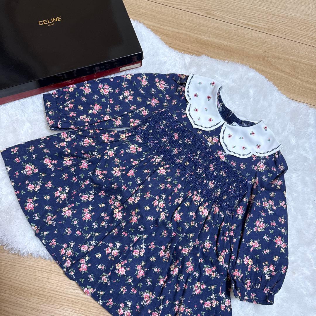 ☆希少・美品・襟が上品で最高に可愛い☆セリーヌ ワンピース95サイズ