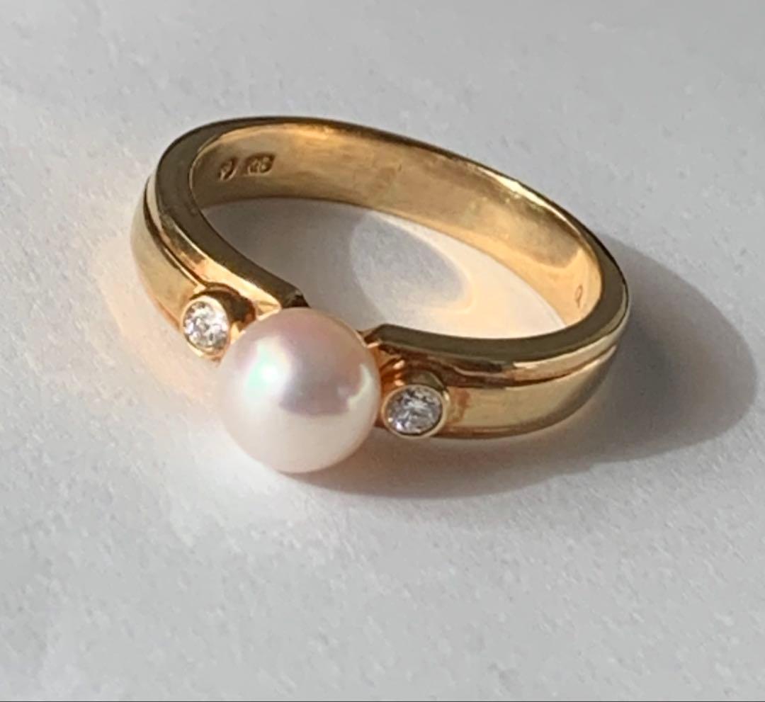 K18 TASAKI あこや真珠 ダイヤモンド0.09ctリング 5.07ｇ