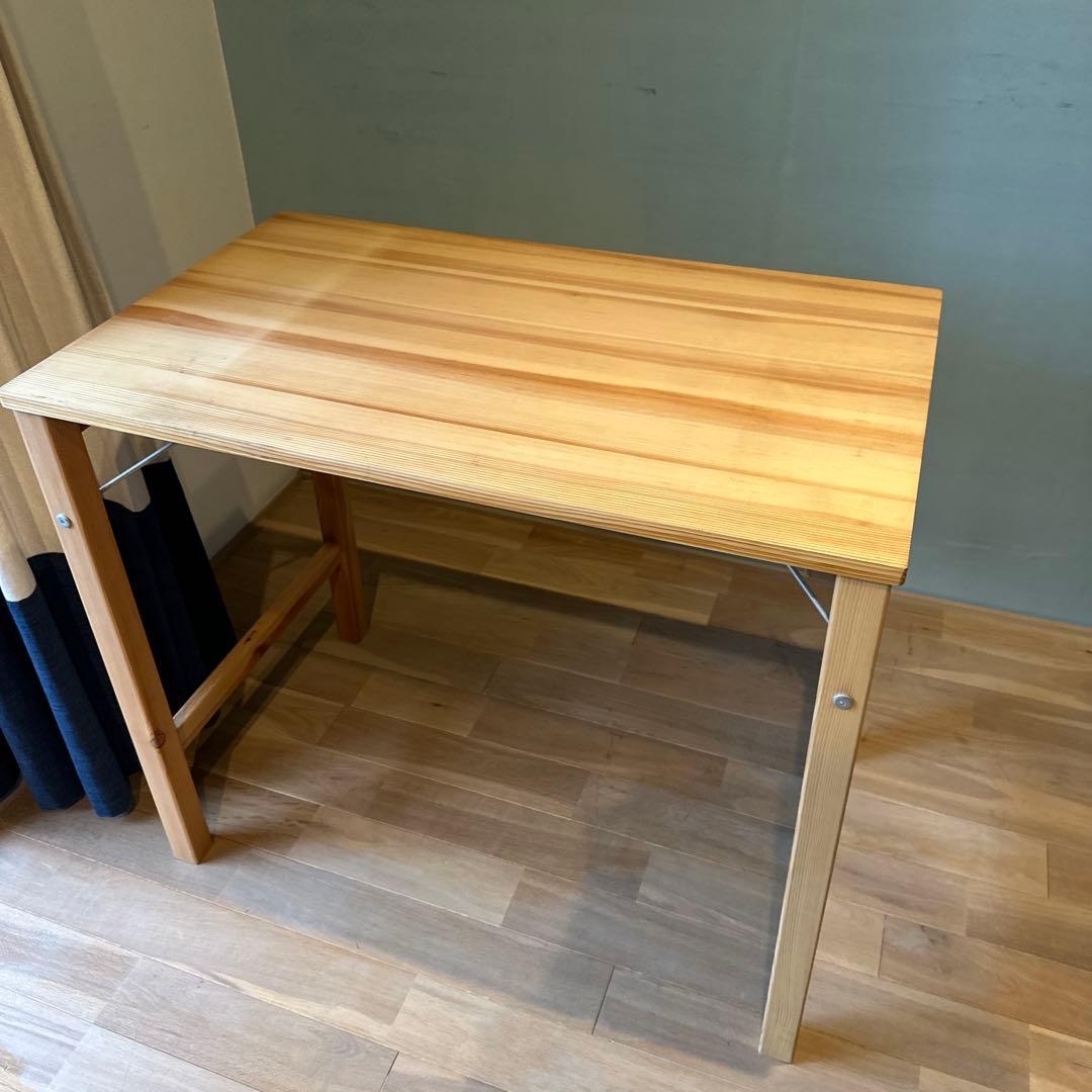 無印　折りたたみハイテーブル　木製カウンターテーブル パイン材