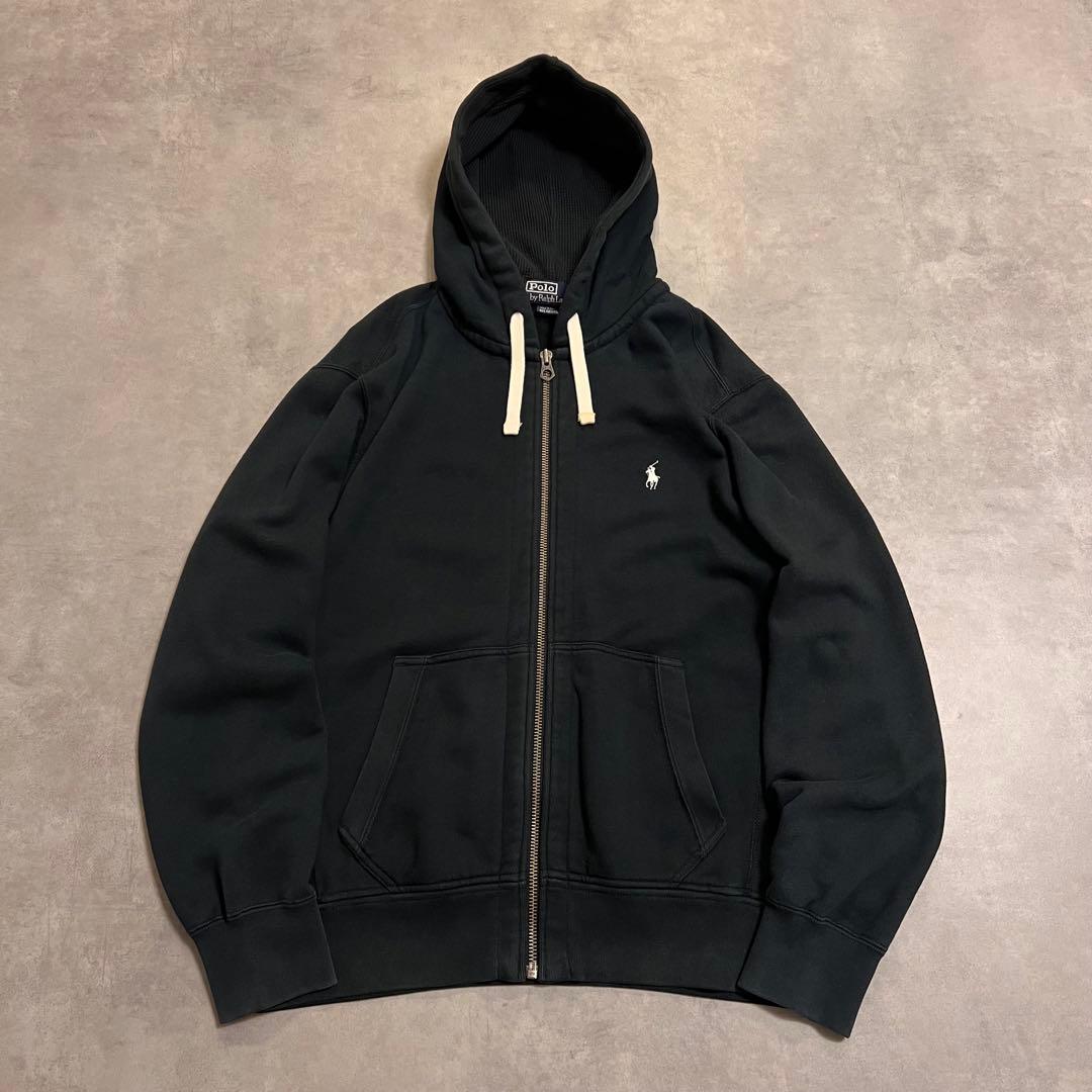 トップス Ralph Lauren 90s zip-up parker BLACK Double Knit Full-Zip Hoodie – WOODstack