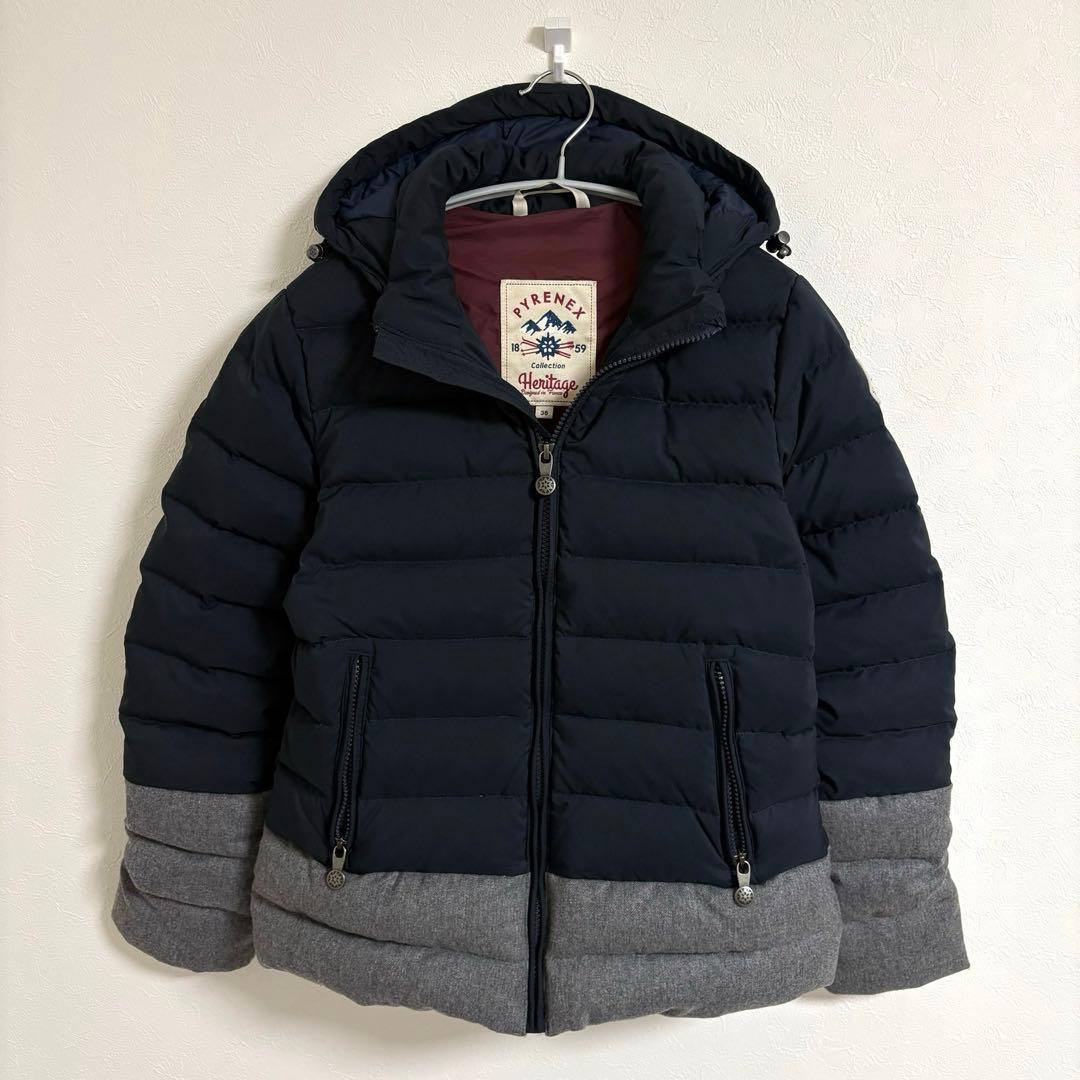 sanagi　PYRENEX ダウンジャケット バイカラー ワッペン 36