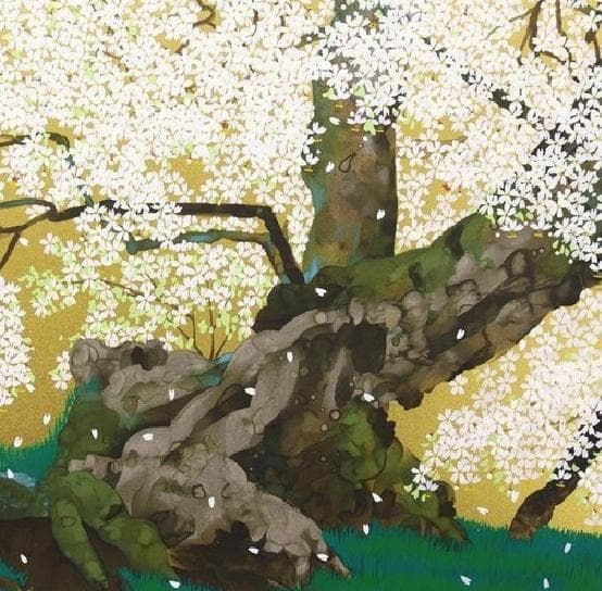 中島千波「石部の桜（福島県）」シルクスクリーン 約12号 直筆サイン