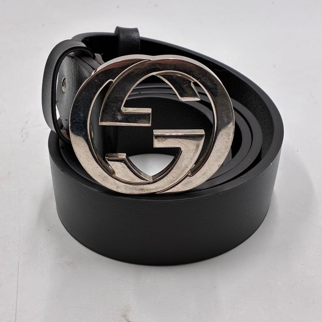 GUCCI グッチ インターロッキング ベルト シルバー ブラック