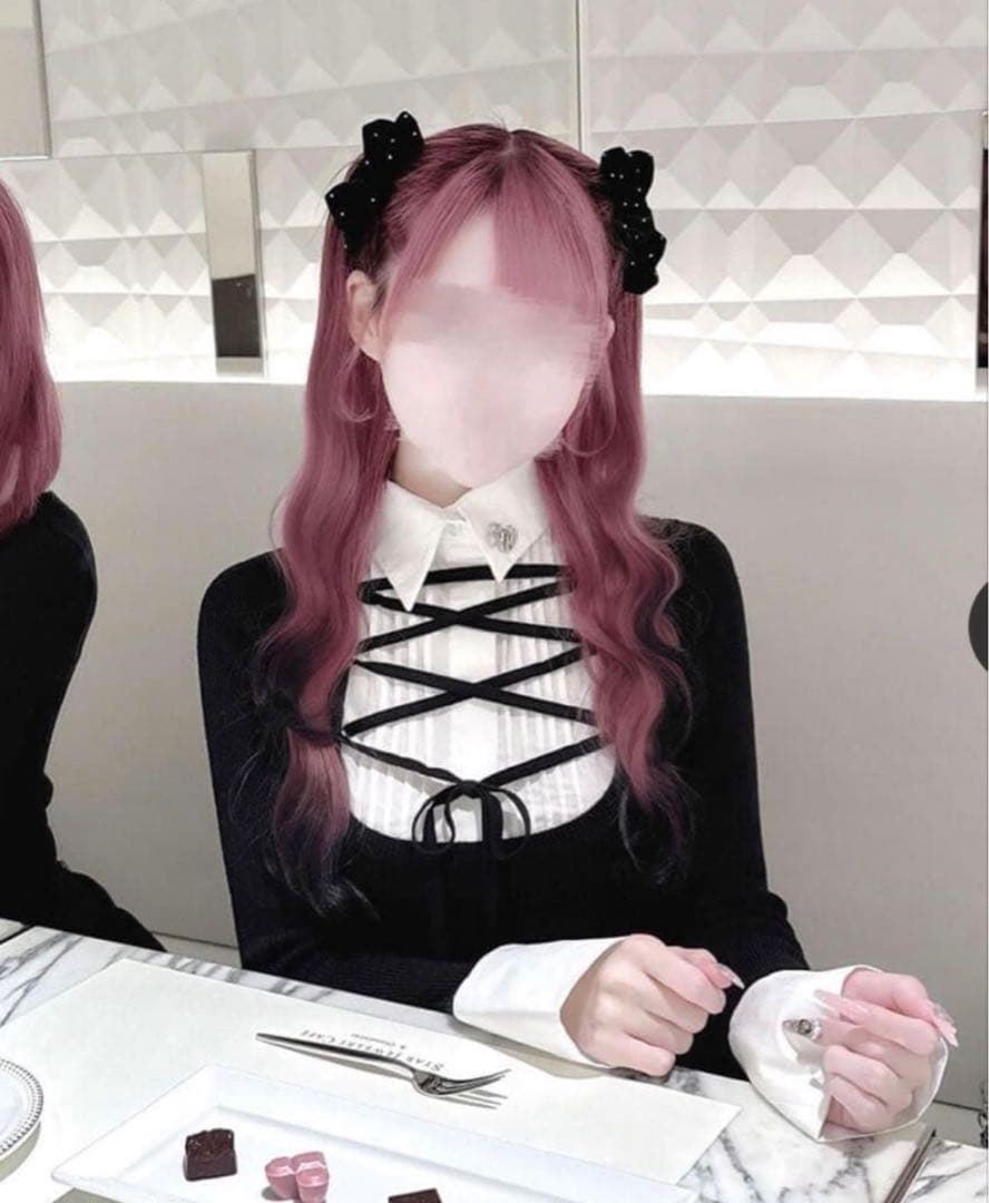 HONEYMEW　レースアップドッキングトップス　ハニーミュウ　ブラック