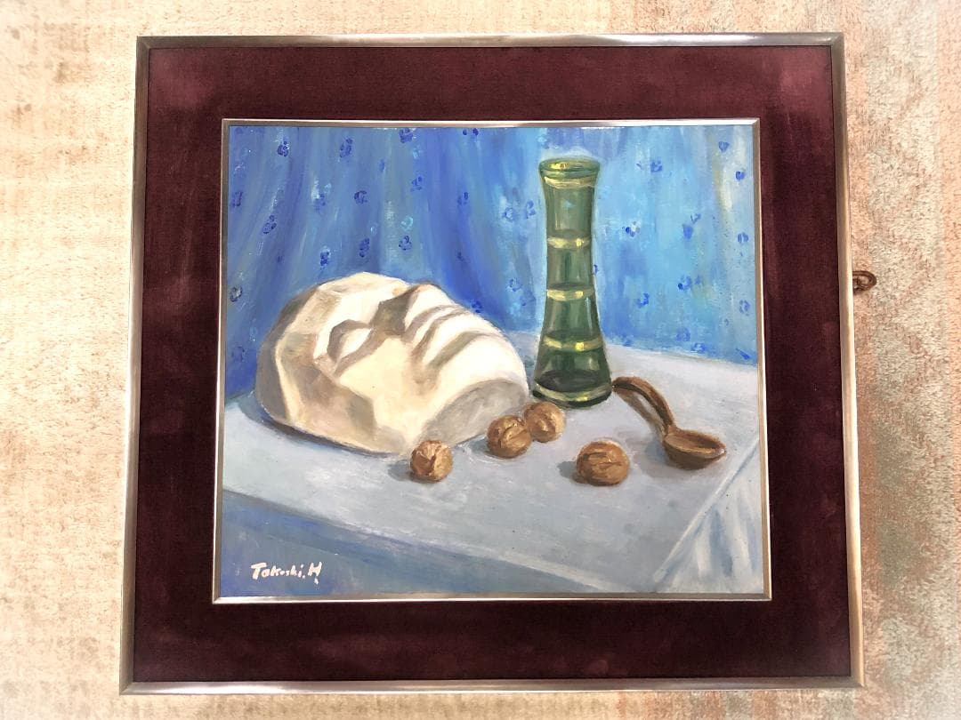 【 林武 静物画 】　板絵額装