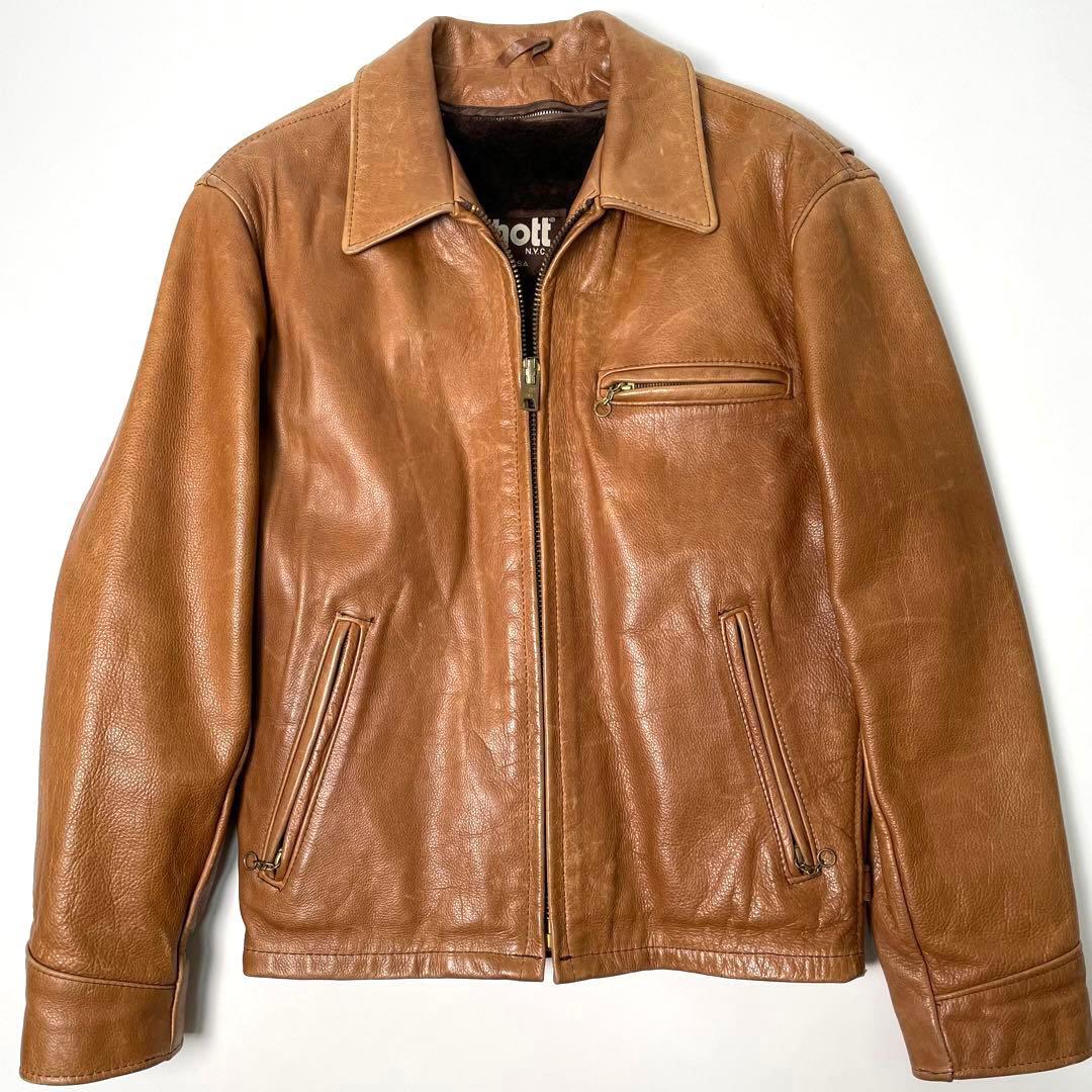 米国製】Schott レザー ライダースジャケット 38 ライナー付 本革