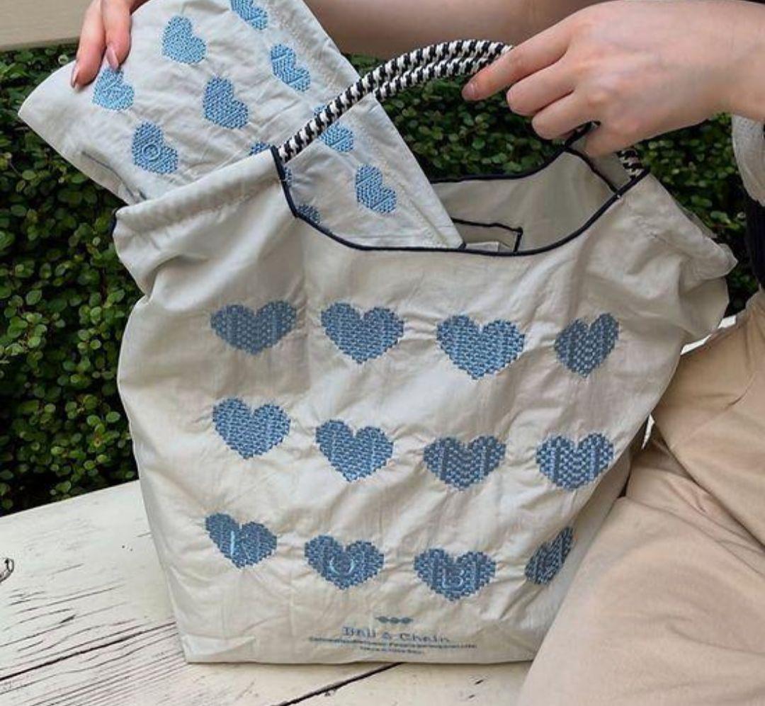 新品】Ball&Chainエコバッグ神戸限定ハートデザインMサイズ〈ブルー