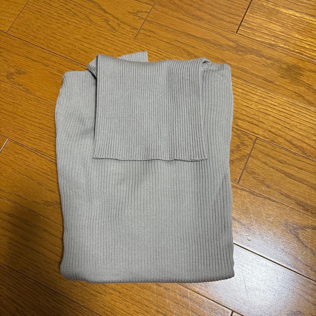 【セオリーリュクス】グレー ジュリブ編み 長袖ニット