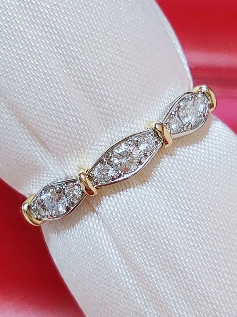 新入荷 未使用品 k18 pt950 ダイヤモンド 0.20ct リング