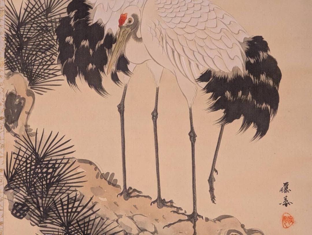 真作】掛軸 松鶴図 長寿吉祥 古美術 骨董書画 縁起物 和骨董 U6 - メルカリ