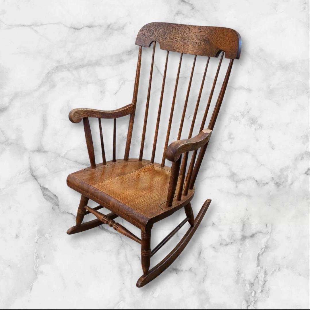 ①キツツキマーク 飛騨産業 ロッキングチェア 木製椅子