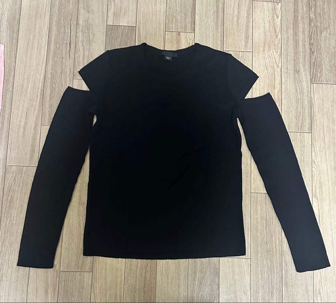 HELMUT LANG イタリア製ブラックセーター（袖：カットアウト）サイズ：M