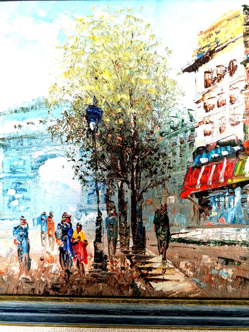 マーさん様専用】美品 絵画 パリの街角(シャンゼリゼ通り)額付油彩画