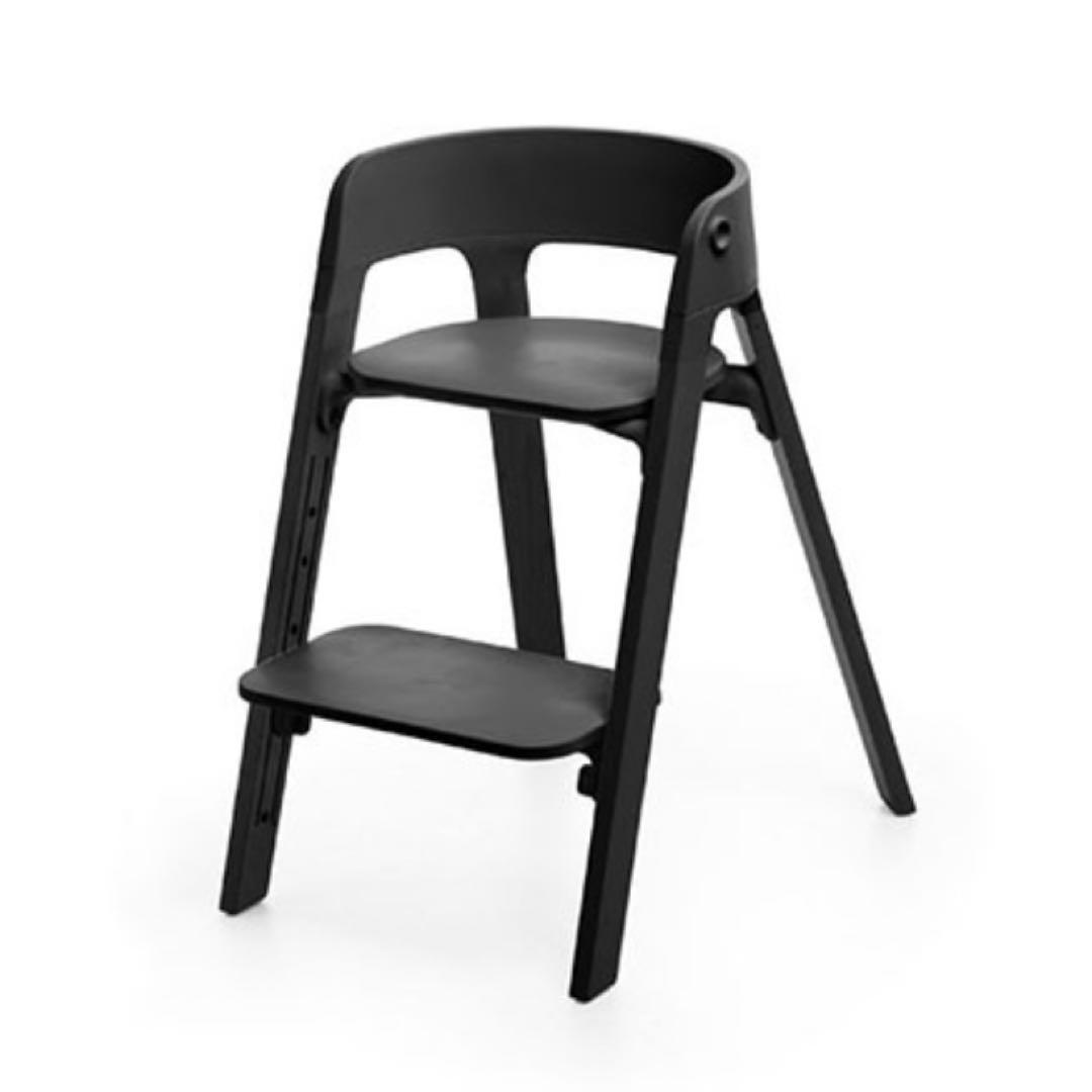 ブラック 2段式ハイチェア 幼児用　トレイ付き