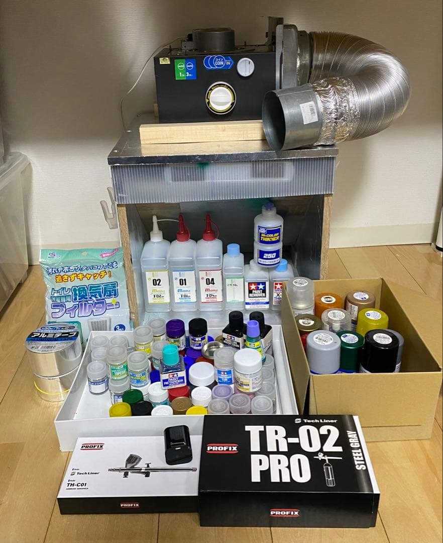 自作 塗装ブース エアブラシ RAYWOOD ジャンク 塗料