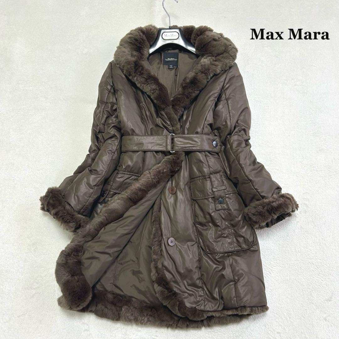 美品✨マックスマーラ ファー ベルト スタンドカラー ふわふわ ダウン