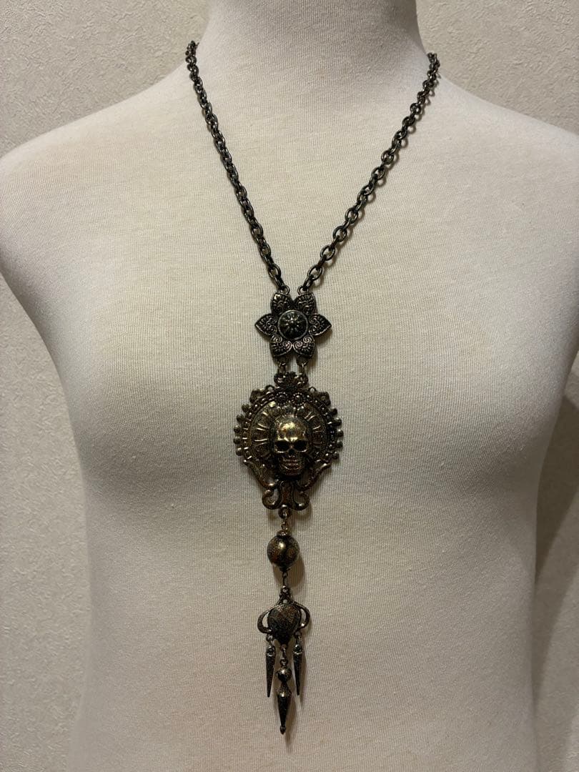 ★1点物★ジャンポールゴルチエ★フラワースカルカルマアンティークネックレス