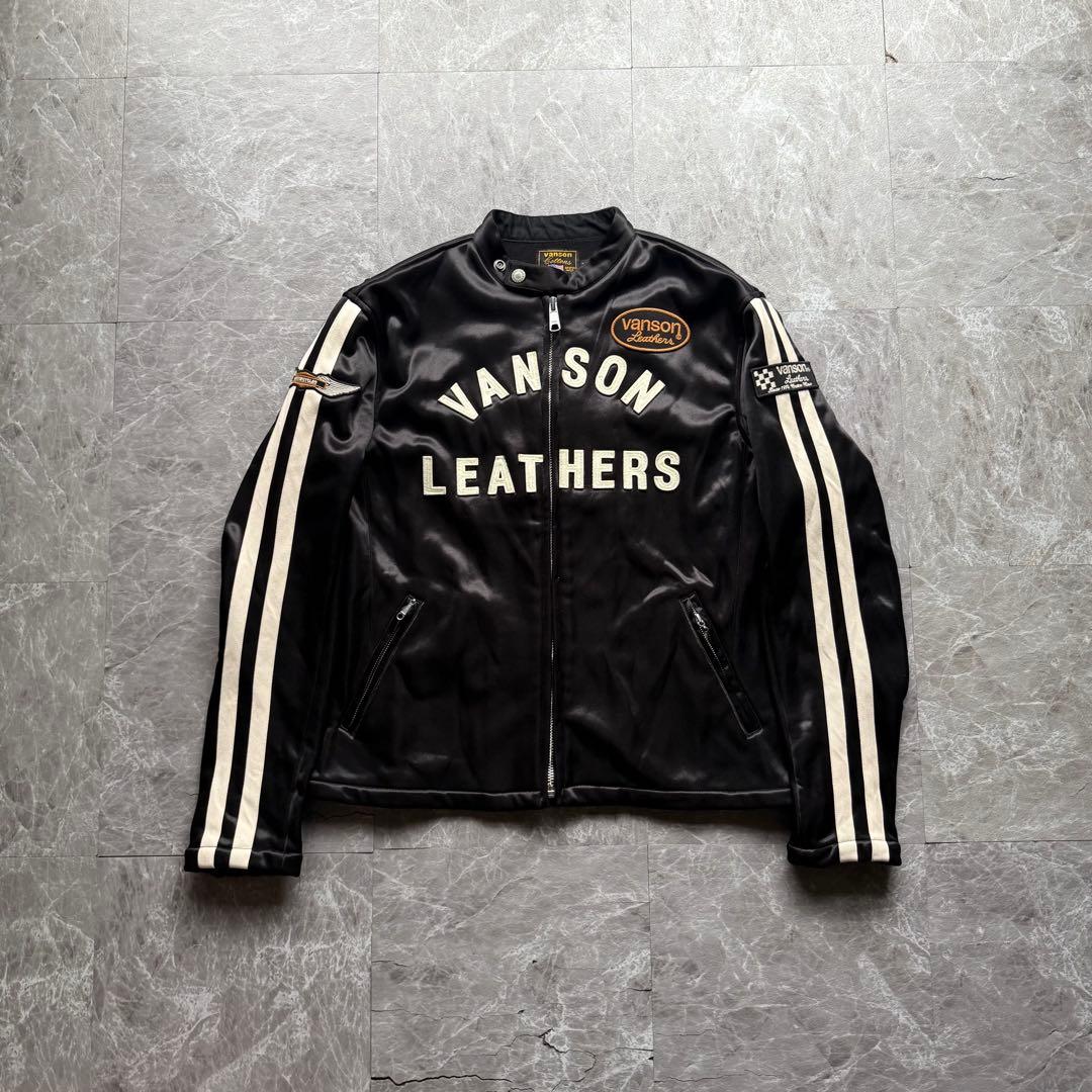 VANSON バンソン　ボンディングライダースジャケット　40周年記念モデル　黒 VANSON（バンソン） メンズ ライダースジャケット ボンディング スカル