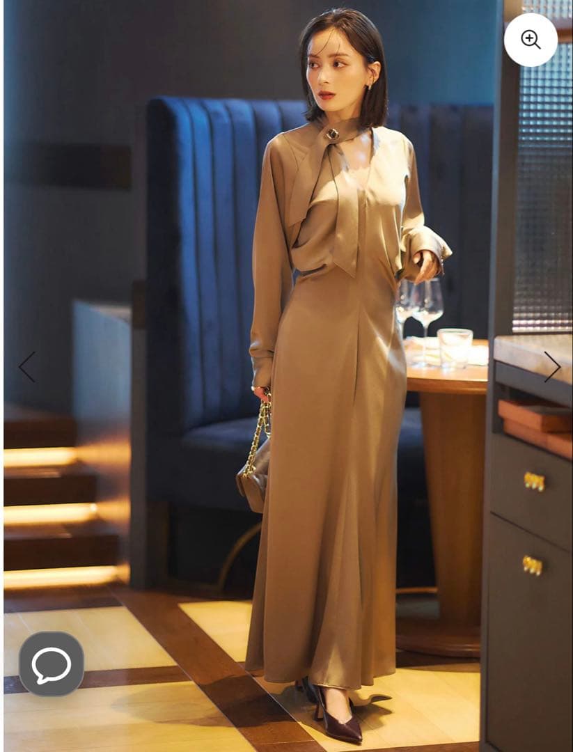 anuans ボウタイドレープワンピース