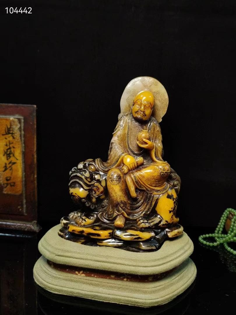 中国古美術・笑狮羅漢・寿山石田黄羅漢の印鑑・置物・文房具・書道品・風水 中国古印蝦蟇田黄寿山石 レプリカってことでいいですよね？足が震える