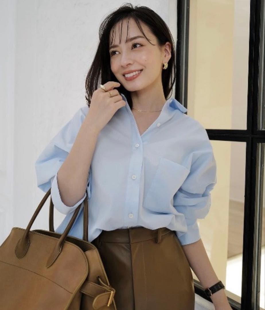 anuans スタンダードシャツ　サックス　水色