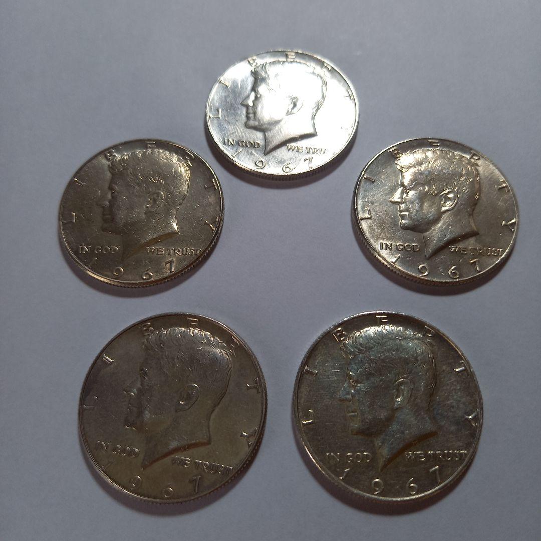 銀貨 1967年 ケネディハーフダラー 5枚set 量目51.62g 銀貨 1967年 ケネディハーフダラー 5枚set 量目51.62g - メルカリ