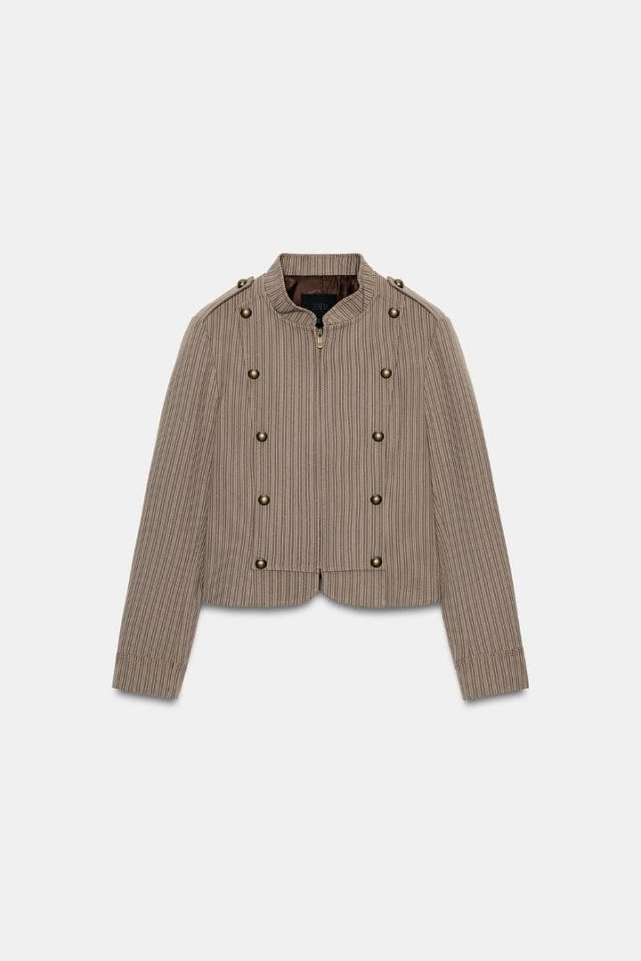 ZARA ストライプ柄フィットブレザー L ナポレオン - メルカリ