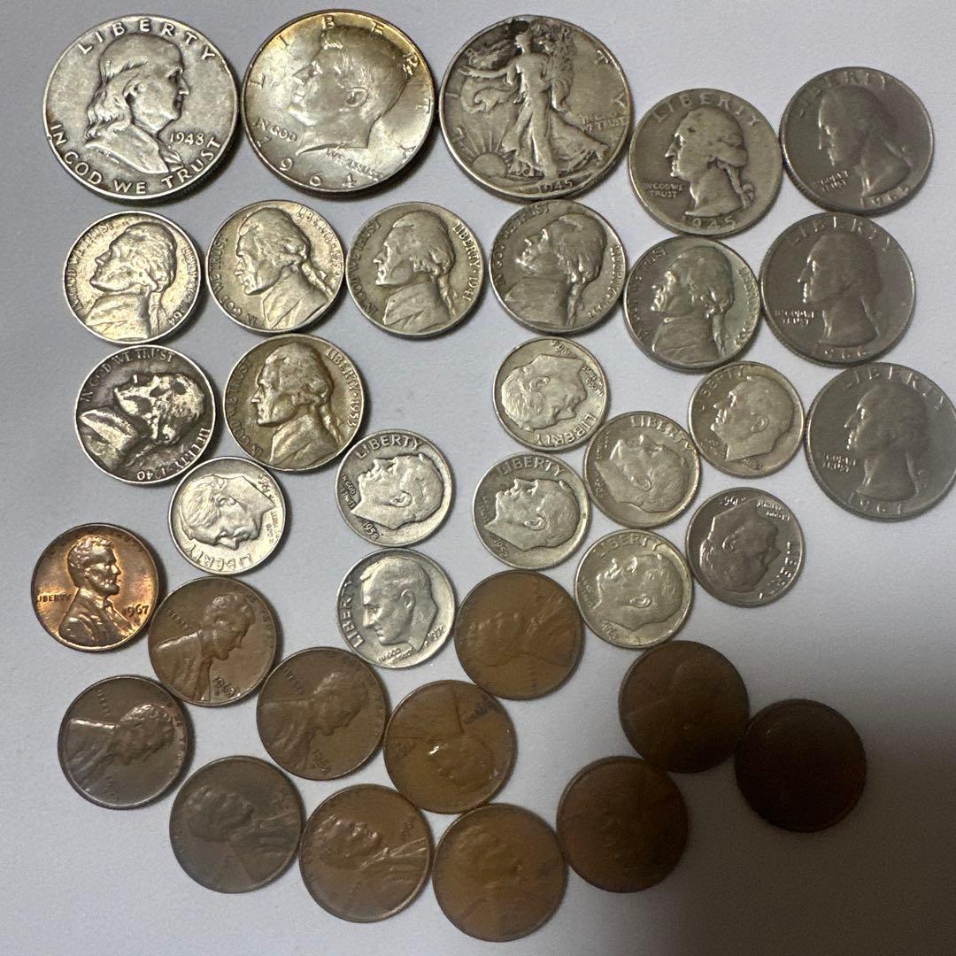 アメリカ　硬貨　旧硬貨 アメリカ硬貨 4枚セット 1960年 1947年 1945年 1984年｜Yahoo!フリマ