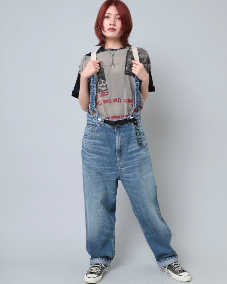 RNA ⿻ サスペンダー ワークパンツ デニム カジュアル ルーズ ベルト