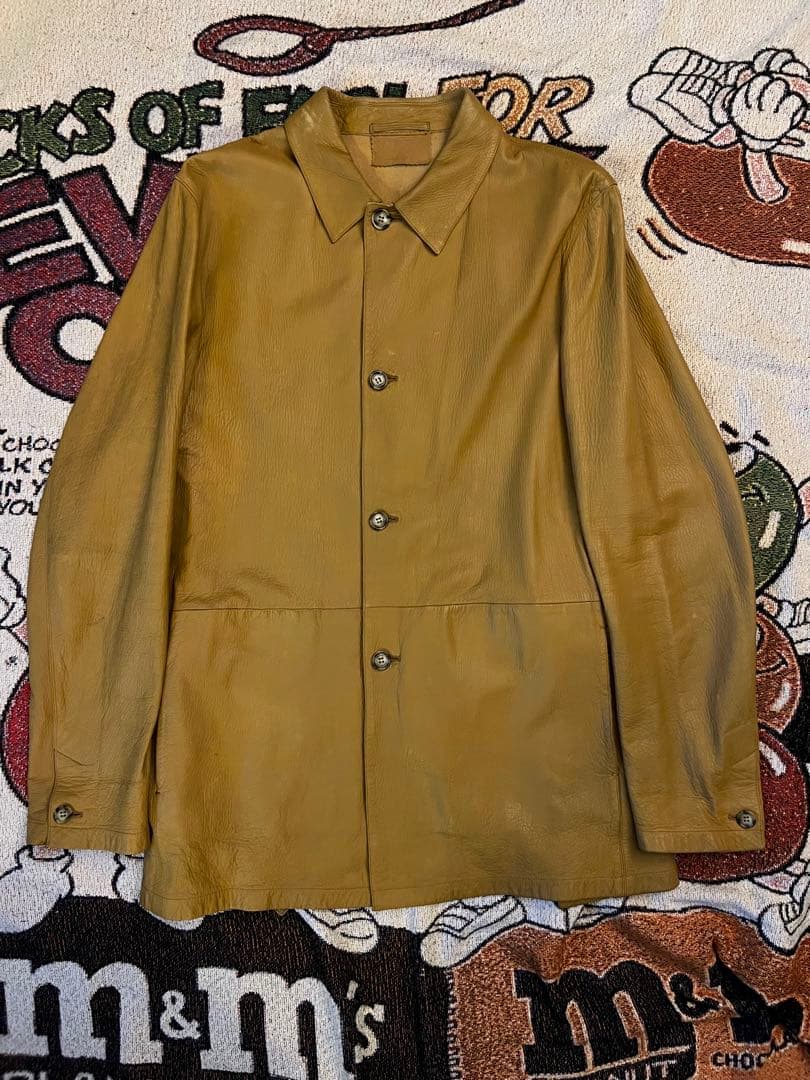 PRADA ヴィンテージ　レザージャケット　レザーカーコート 中古・古着通販】PRADA (プラダ) レザーカーコート ブラウン サイズ:48