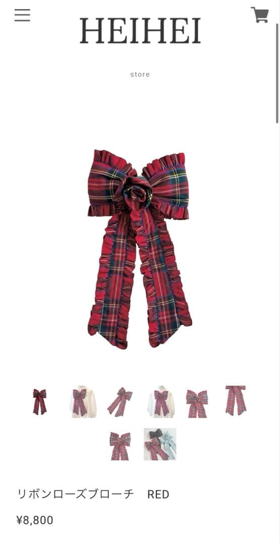 完売品 HEIHEI リボンローズブローチ RED 完売品 HEIHEI リボンローズ