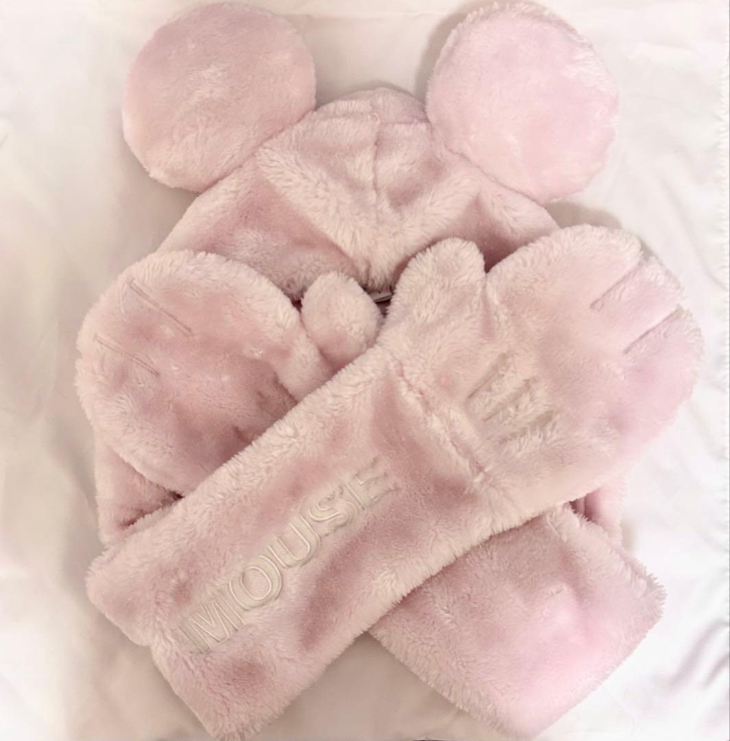 ディズニーマフラーキャップ ミニー ピンク - メルカリ